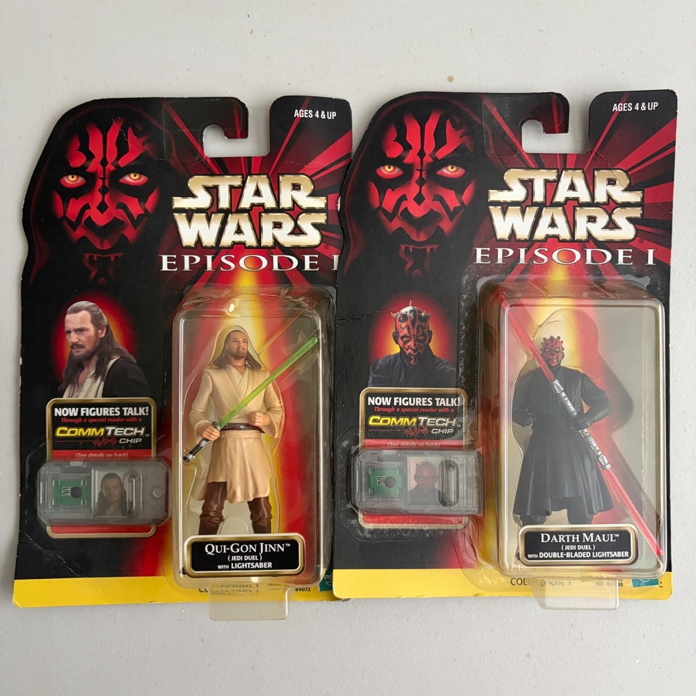 NEW Star Wars Episode I 1998 Qui-Gon Jinn & Darth Maul Comm Tech Chip NIB